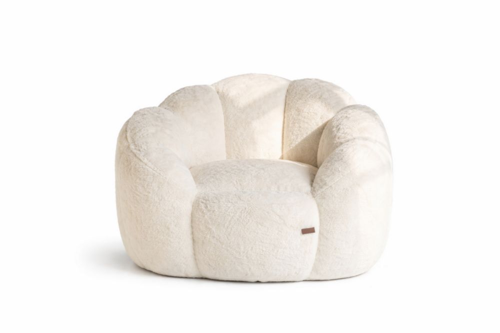 Poltrona a Fiore in Poliestere Morbido Bianco