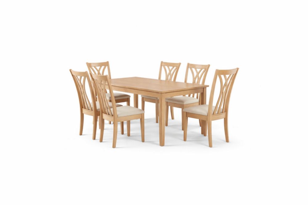 Set Tavolo Rettangolare in Legno di Faggio con 6 Sedie