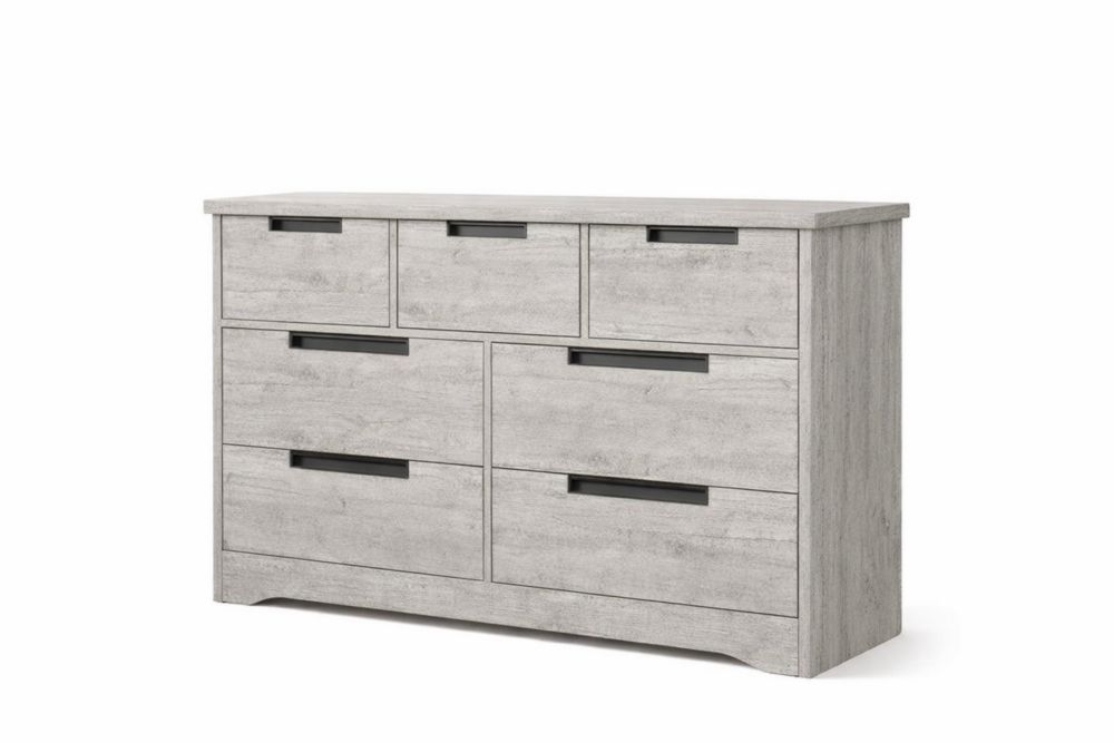 Cassettiera in Legno di Ingegneria Grigio con 7 Cassetti