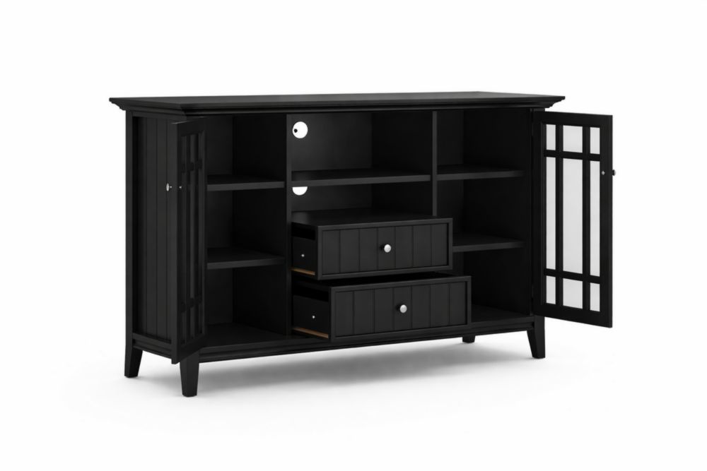 Credenza in legno MDF con ante e cassetti nera 120x40x80 cm