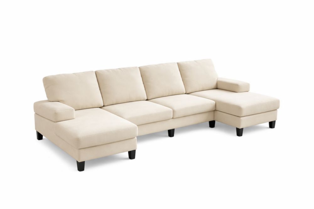 Divano componibile angolare beige tessuto poliestere