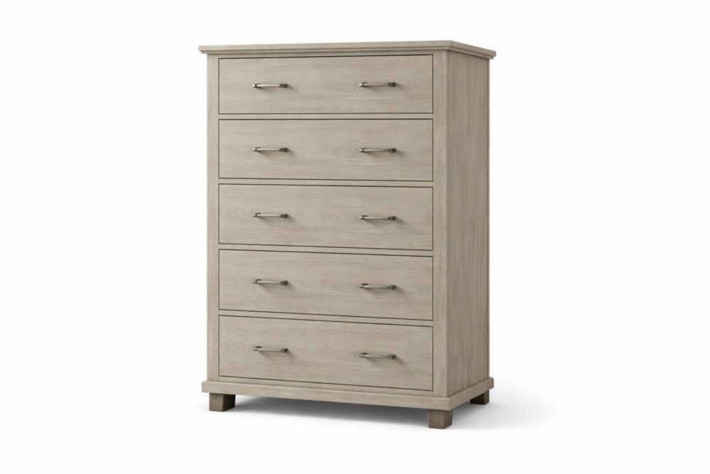 Cassettiera in Legno di Pino con Cinque Cassetti Grigio