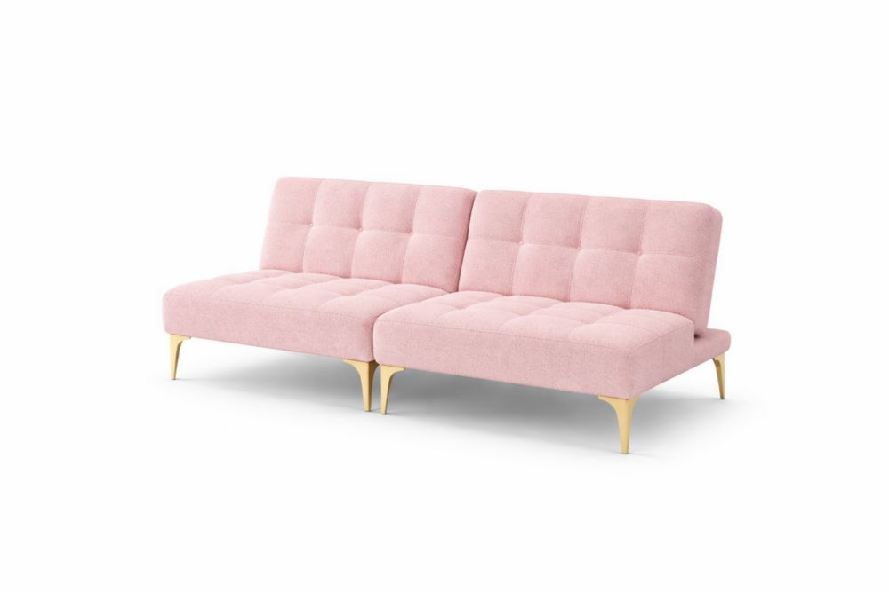 Divano letto rosa con rivestimento in poliestere e gambe in Acciaio inossidabile 180x89x82 cm