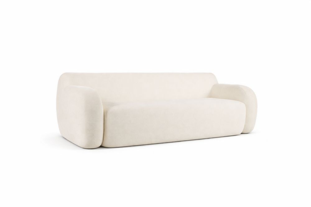 Divano tre posti beige tessuto poliestere 220x95x75 cm