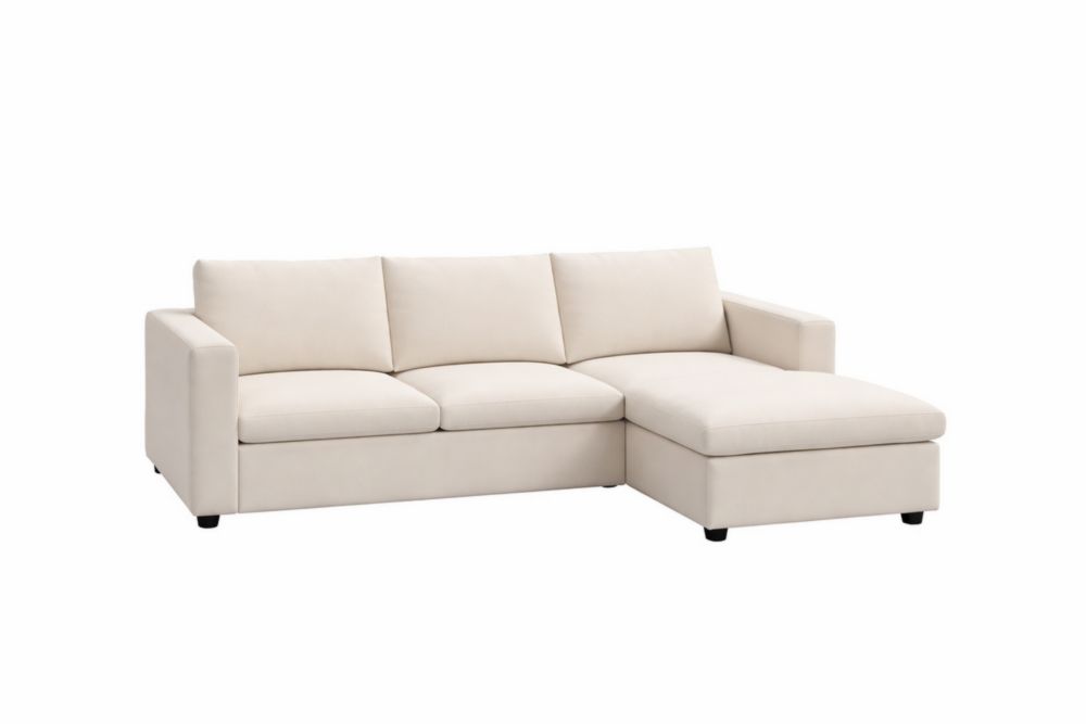 Divano angolare L in tessuto beige