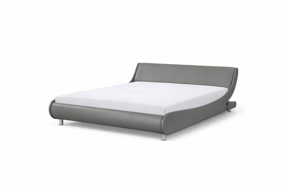 Letto matrimoniale in pelle PU grigio 200x180 cm-Aestivino