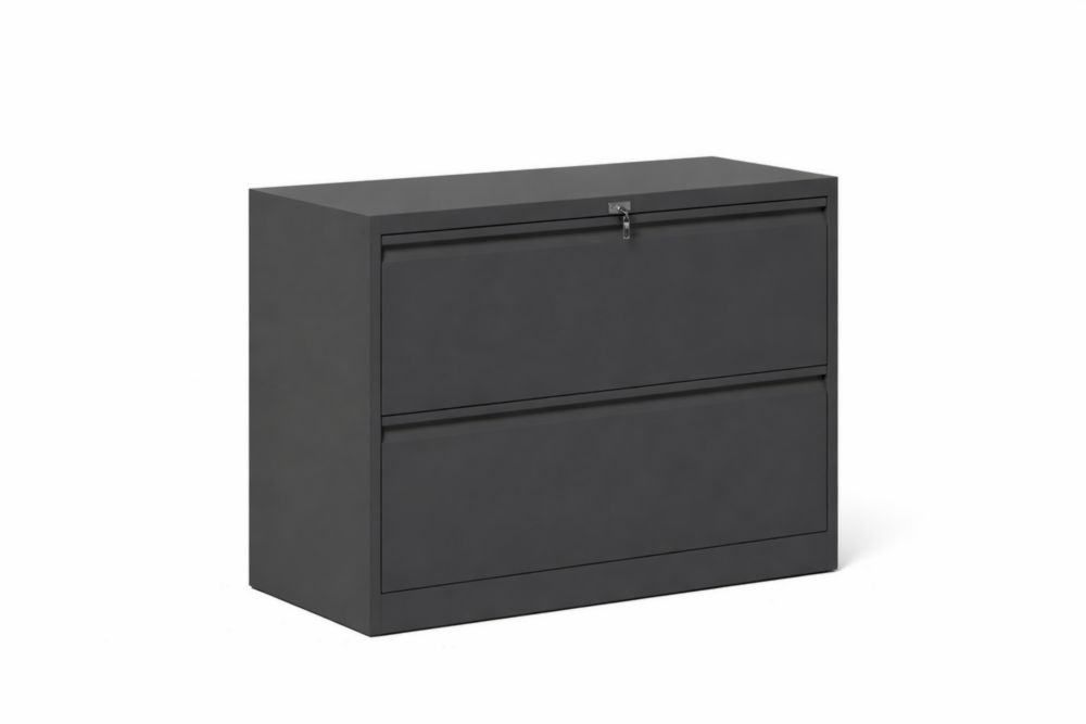 Cassettiera in Acciaio inossidabile nero con 2 cassetti 76x40x90 cm-Aestivino
