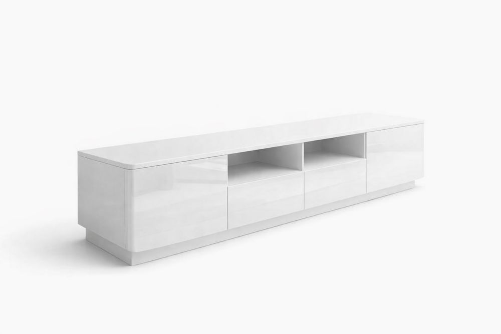 Mobile TV in MDF Bianco Lucido 210x40x45 cm-Aestivino