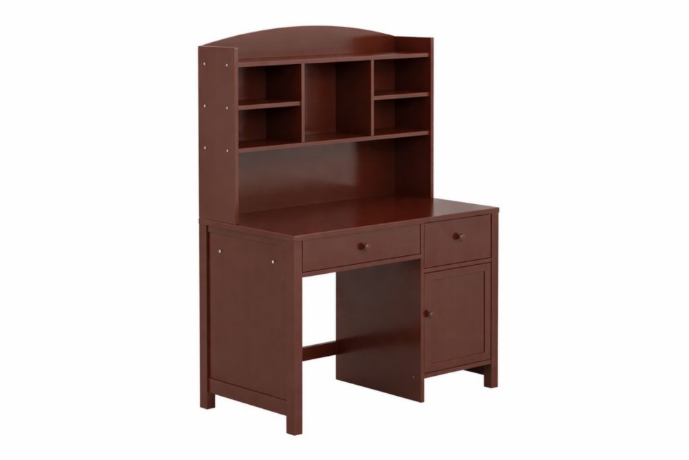 Scrivania in  Legno  massello con Libreria Marrone-Aestivino