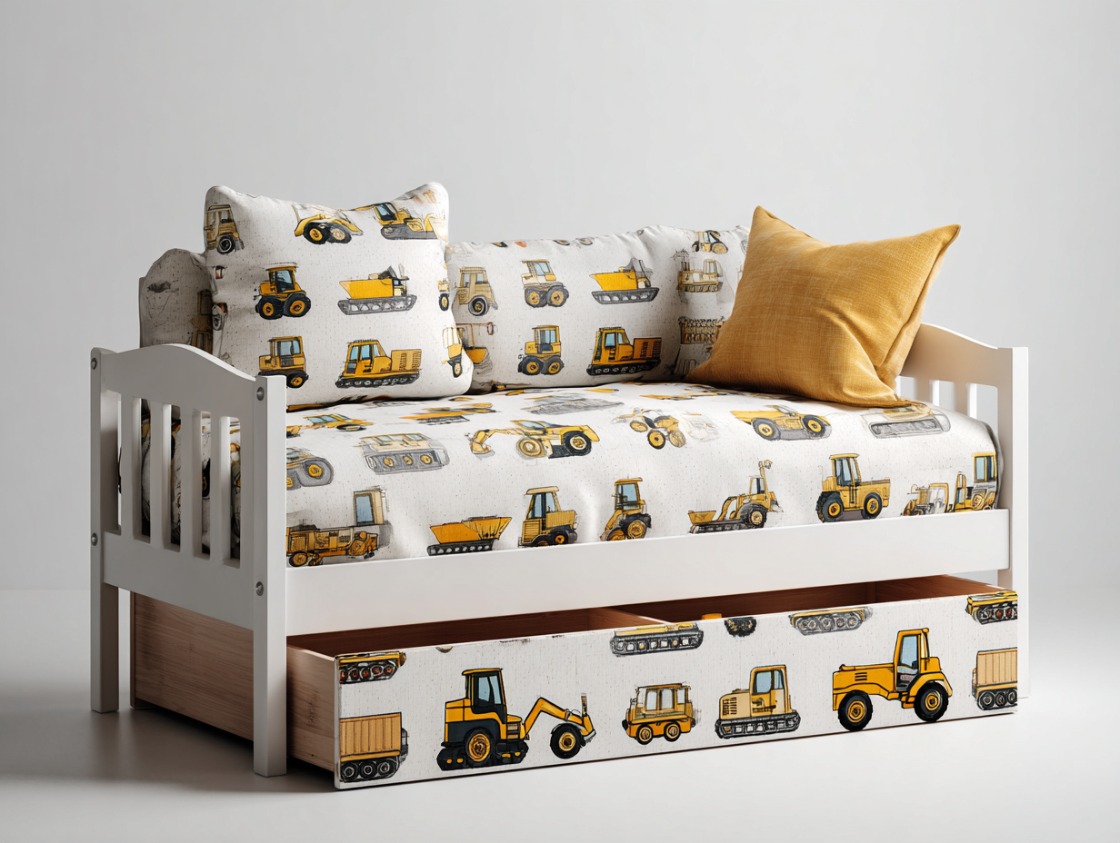 Canapé lit en bois et tissu 190x90x75 cm - Blanc - Design fonctionnel pour chambre d'enfant-Casagetyard