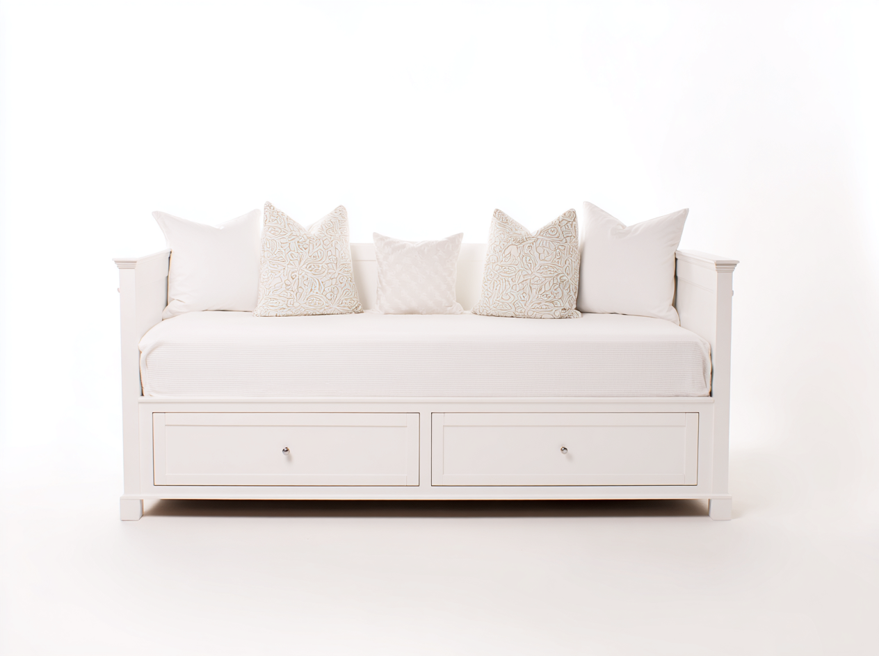Canapé lit en bois tapissé tissu 200x90x85 cm - blanc - style classique-Casagetyard