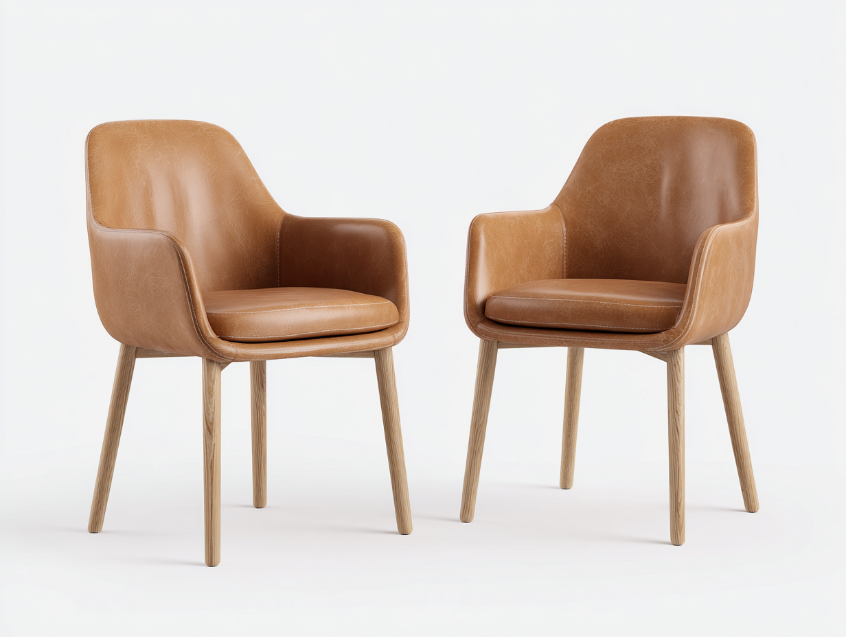 Chaise de salle à manger tapissée en cuir synthétique 54x58x80 cm - Camel - Design contemporain avec pieds en bois-Casagetyard