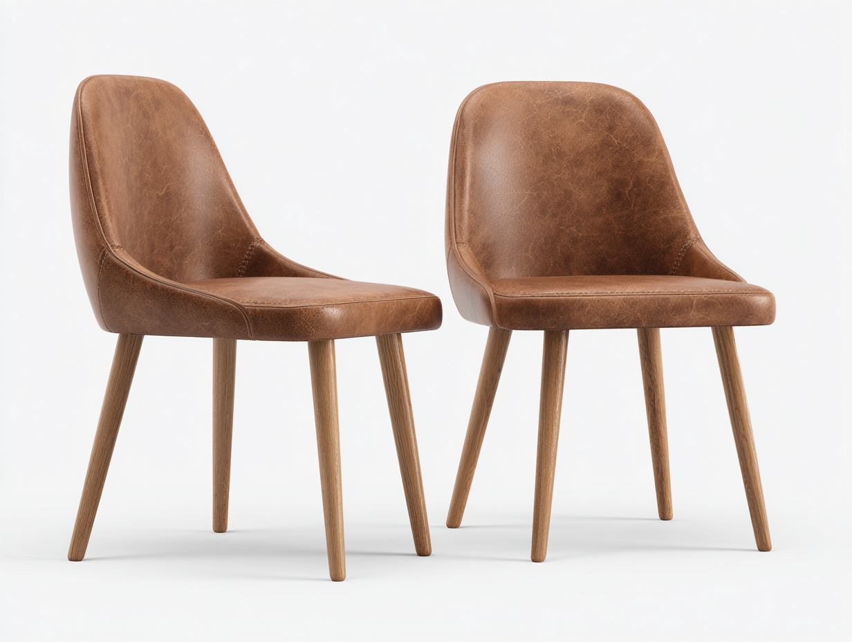 Chaise de salle à manger revêtement aspect cuir 48x55x85 cm - marron - style contemporain-Casagetyard