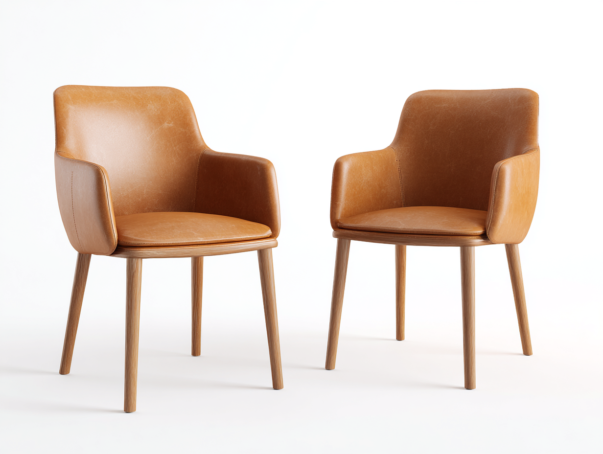 Chaise de salle à manger cuir et bois rembourrée 55x58x78 cm - Marron - Design contemporain-Casagetyard