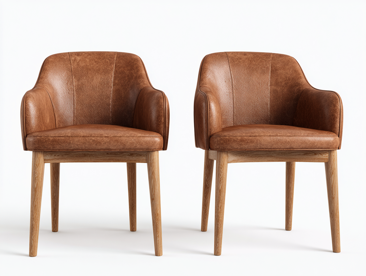 Chaise de salle à manger tapissée en cuir synthétique 55x56x78 cm - Marron - Design contemporain avec pieds en bois-Casagetyard