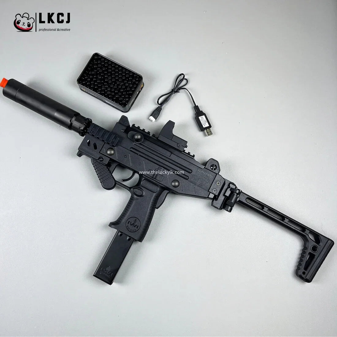 mgt little $uzie Gun Pistol LIGHTER & Padded Case - Mini UZI Submachine ABS/Metal