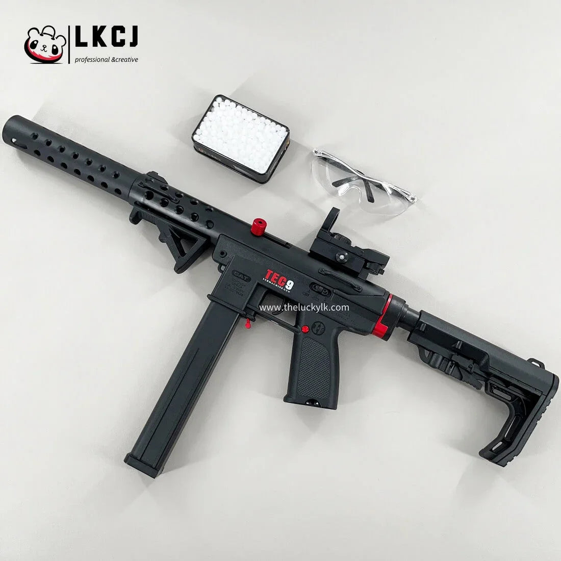 Gold/Sliver TEC9 Gel Blaster With 7 Colors of Lighted Silencer LKCJ