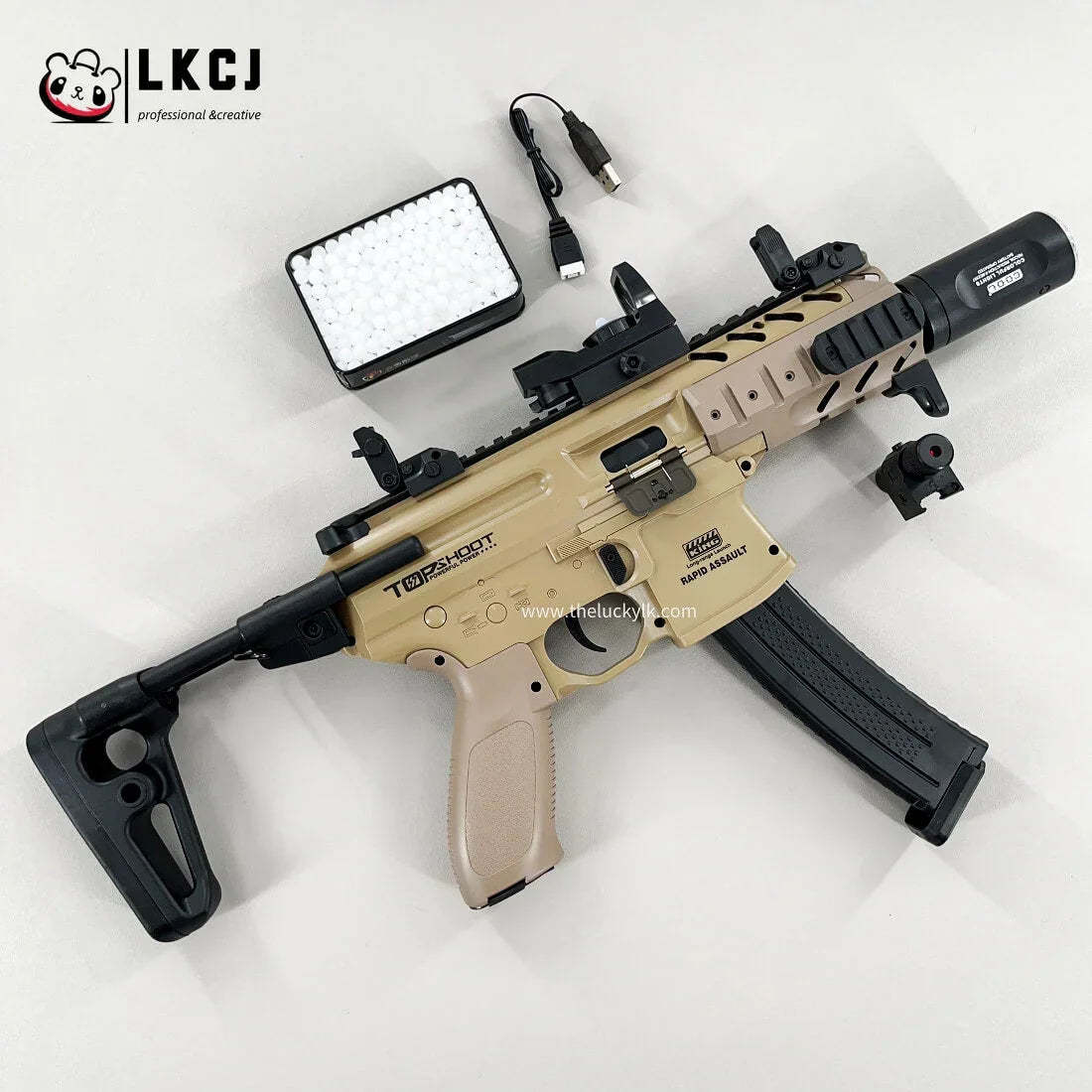 Exquisite Engraving Mpx Gel Blaster High Rate of Fire  Smooth Shooting With 7 Colors of Lighted Silencer LKCJ