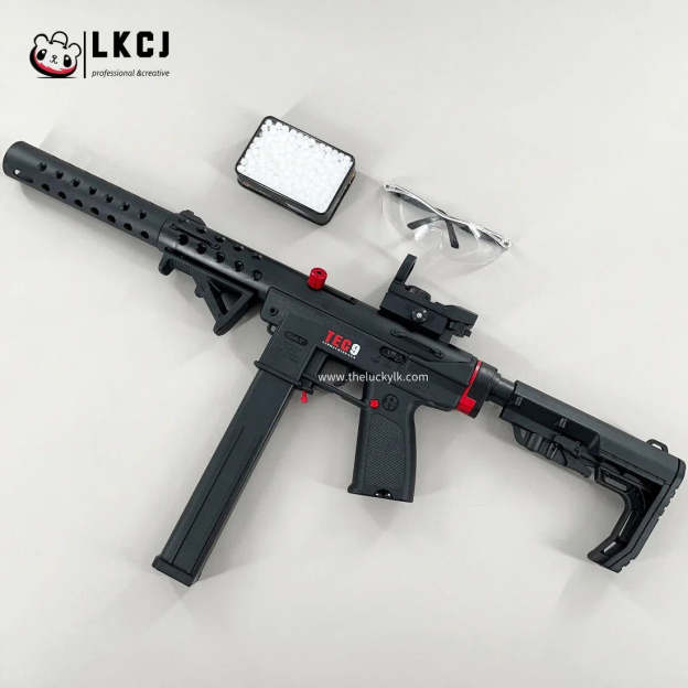 Gold/Sliver TEC9 Gel Blaster With 7 Colors of Lighted Silencer LKCJ