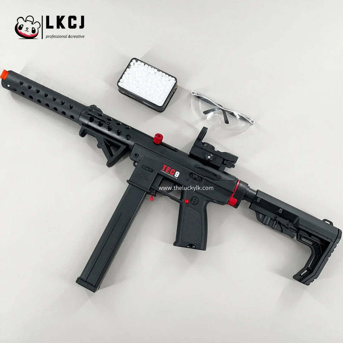 Gold/Sliver TEC9 Gel Blaster With 7 Colors of Lighted Silencer LKCJ