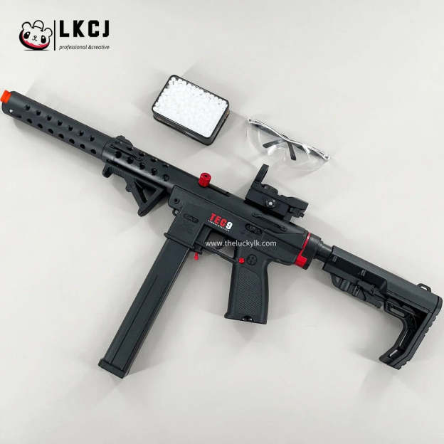 Gold/Sliver TEC9 Gel Blaster With 7 Colors of Lighted Silencer LKCJ