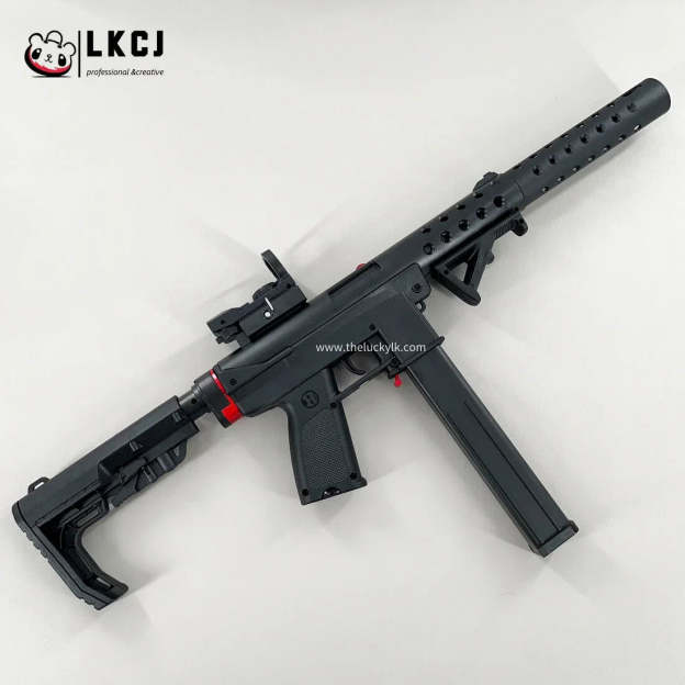 Gold/Sliver TEC9 Gel Blaster With 7 Colors of Lighted Silencer LKCJ