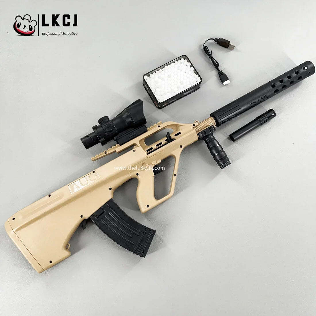 Mini Aug Gel Blaster With 7 Colors of Lighted Silencer Recommended Age Range: 10-15 Years LKCJ