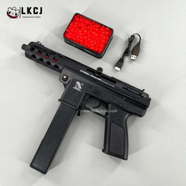 Gold/Sliver TEC9 Gel Blaster With 7 Colors of Lighted Silencer LKCJ