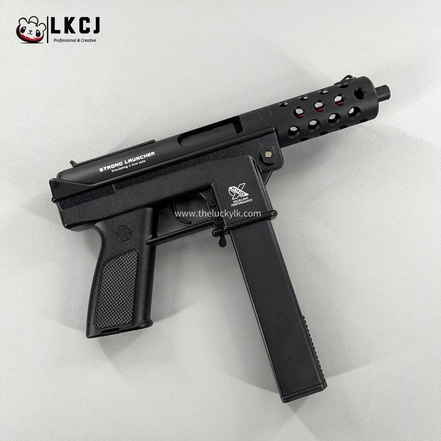 Gold/Sliver TEC9 Gel Blaster With 7 Colors of Lighted Silencer LKCJ
