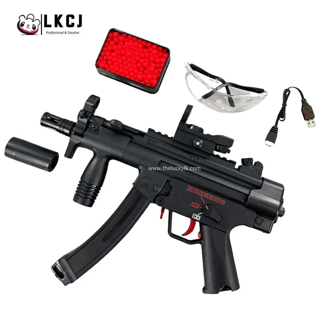 Exquisite Engraving MP5K Gel Blaster High Rate of Fire  Smooth Shooting With 7 Colors of Lighted Silencer LKCJ