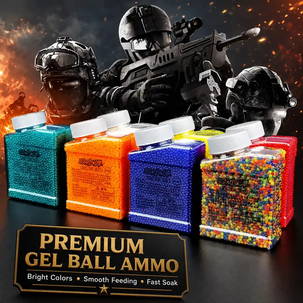 60,000 Gel Balls With Collapsible 600ml Gel Ball Quick-Loading Bottle
