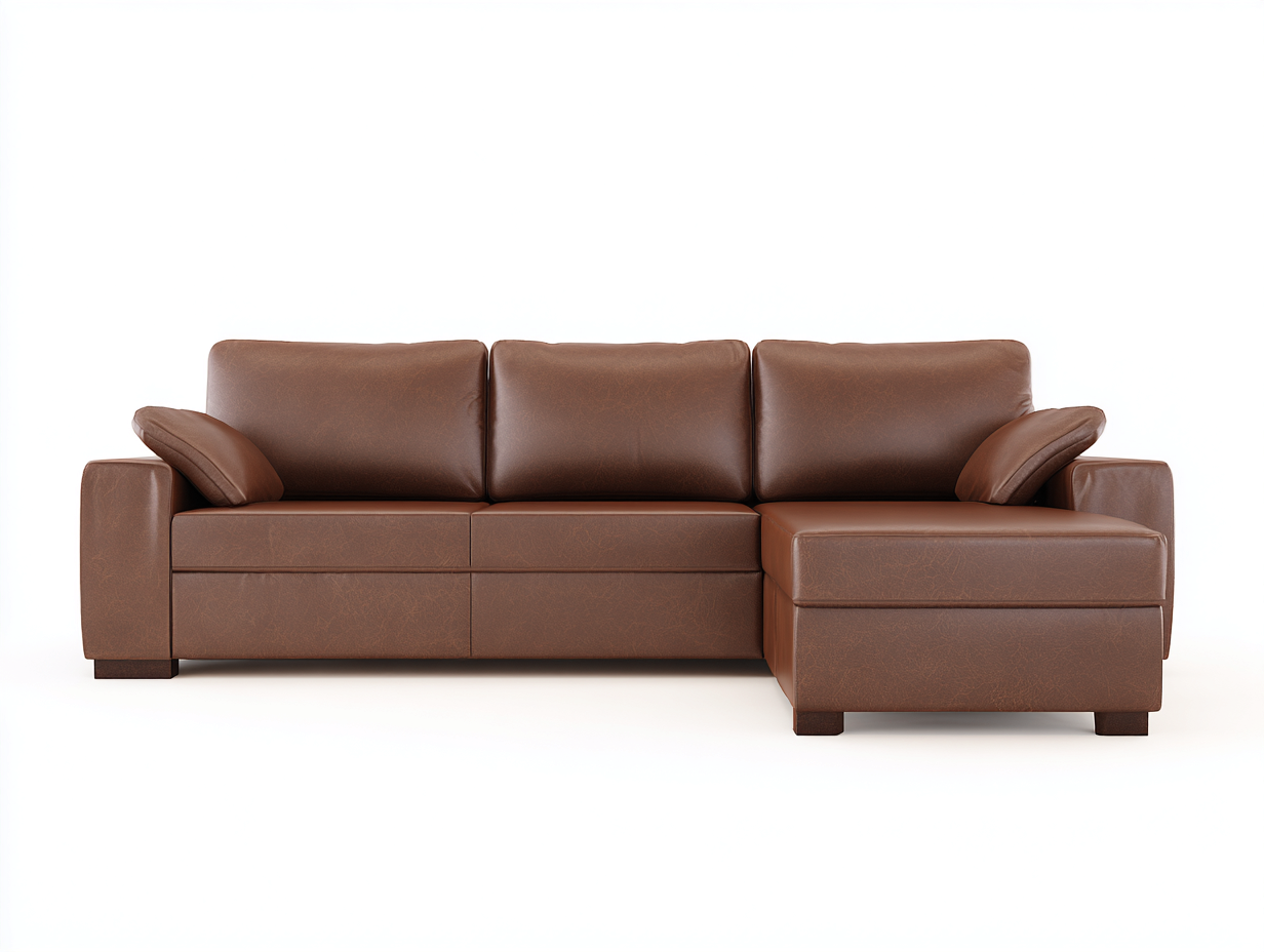 Canapé d'angle en cuir 260x160x85 cm - marron - assise intérieure design contemporain-Casagethome