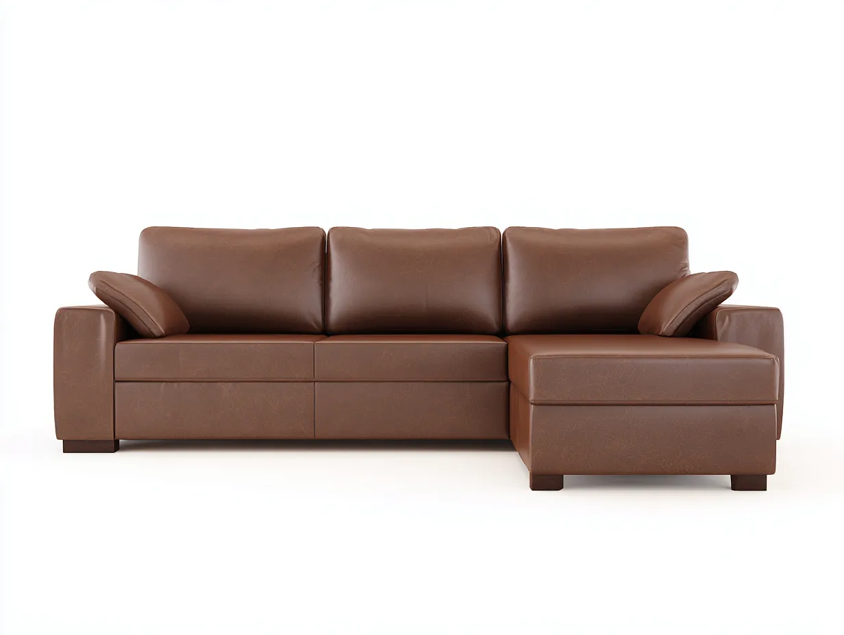 Canapé d'angle en cuir 260x160x85 cm - marron - assise intérieure design contemporain-Casagethome