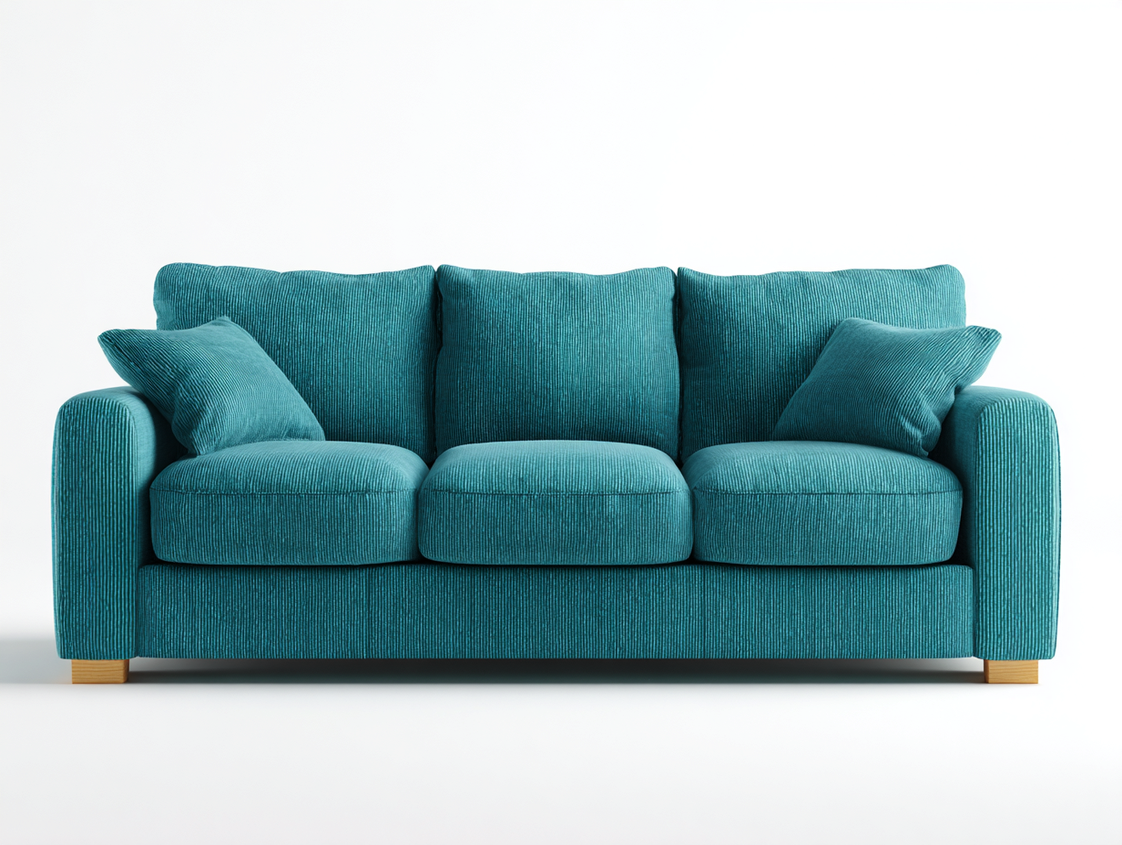 Canapé 3 places en tissu 205x90x85 cm - bleu-vert - style contemporain-Casagethome