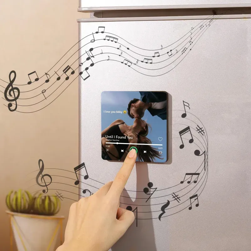 FridgeBeats Frameless 4.0 Custom Photo & Text Music Fridge Magnet Personalized Music Refrigerator Magnet Valentines Gift