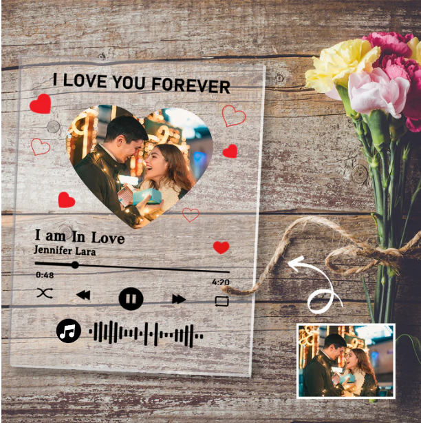 Custom Photo Music Plaque – Personalized Acrylic Song Frame with Scannable Code | MySpotifyGlass