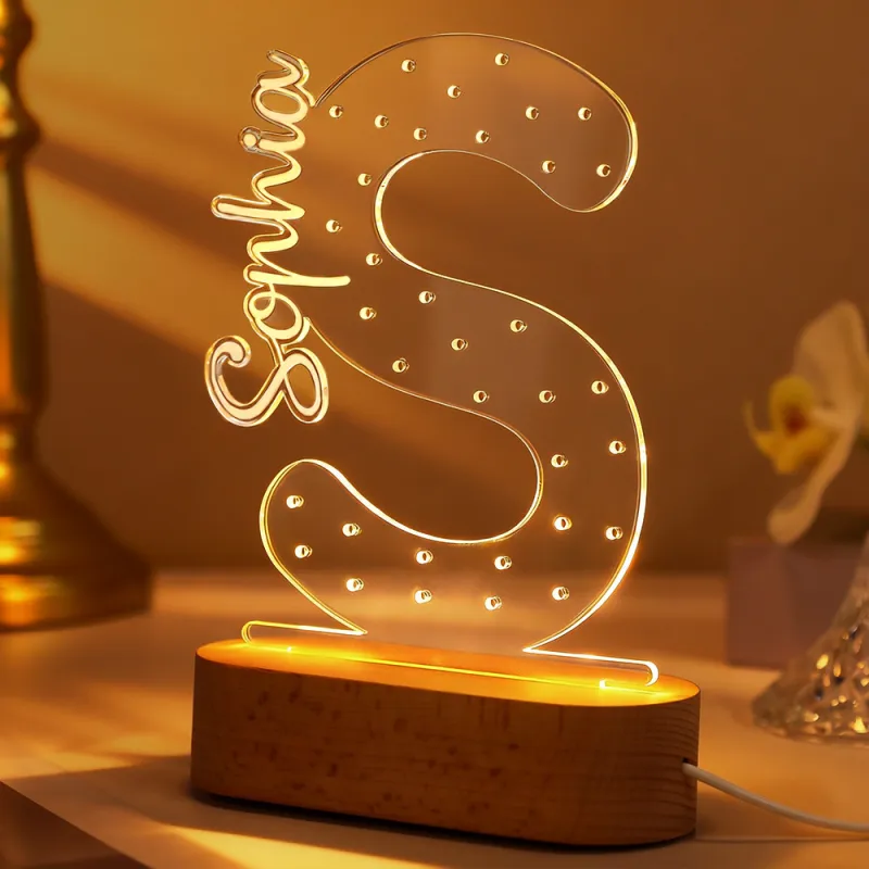 Personalized Name Earring Holder Night Light – Custom Acrylic Jewelry Organizer Display Stand, LED Lamp Gift for Mom, Birthday or Mother’s Day