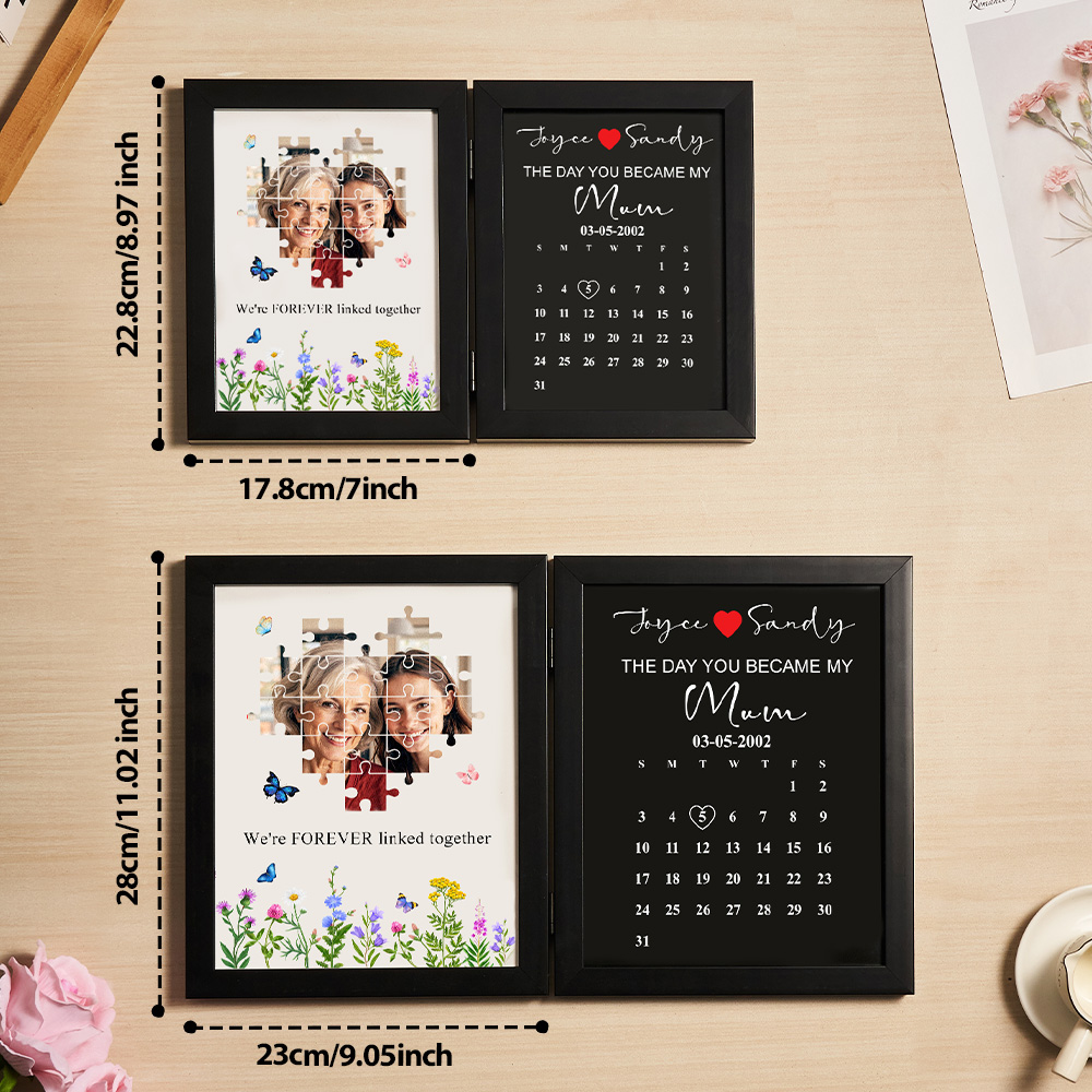 Personalized “The Day You Became My Mom” Photo Puzzle Frame – Custom Mother’s Day Gift, Emotional Keepsake Picture Frame