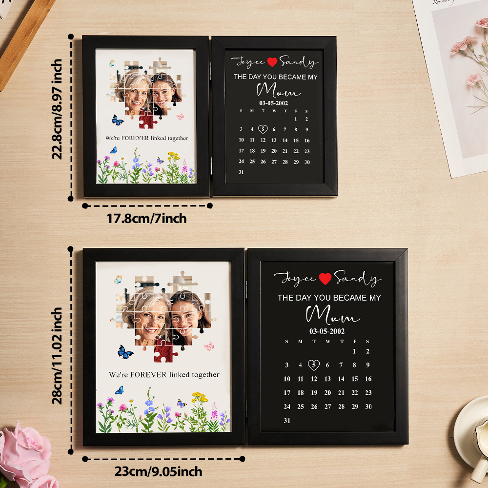 Personalized “The Day You Became My Mom” Photo Puzzle Frame – Custom Mother’s Day Gift, Emotional Keepsake Picture Frame