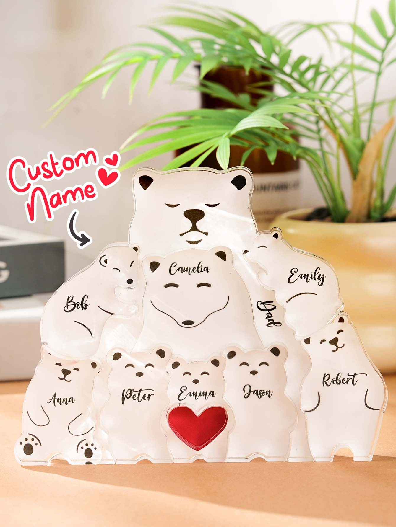 Personalized Bear Puzzle Single Parent Bears Family Block Puzzle Gifts for Mother Father