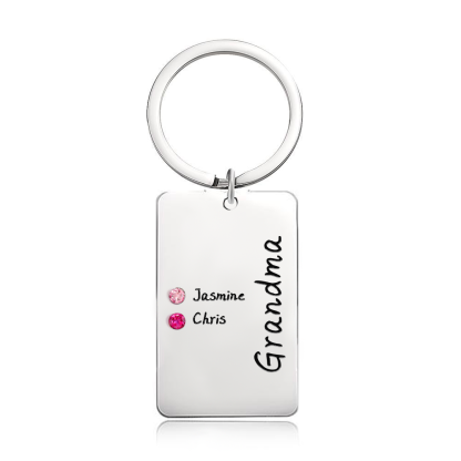 Personalized Birthstone Keychain for Mom or Grandma – Custom Family Name Keyring, Meaningful Gift with Kids Birthstones