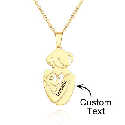 Personalized Mother & Baby Necklace with Engraved Names – Custom Family Jewelry Gift for Mom, Mother’s Day Keepsake, Elegant Pendant