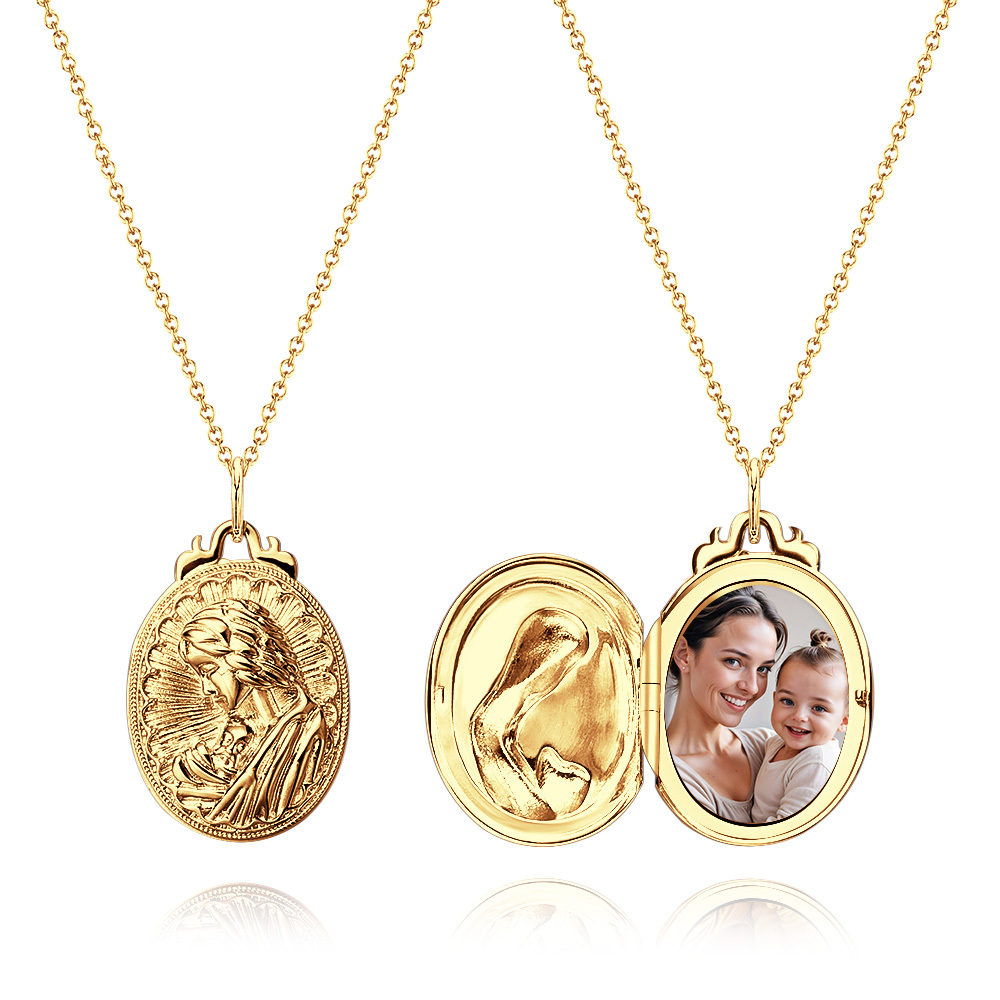 Personalized Photo Locket Necklace – Custom Engraved Picture Pendant for Women, Emotional Gift for Mom, Birthday or Mother’s Day