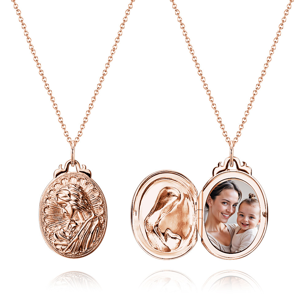 Personalized Photo Locket Necklace – Custom Engraved Picture Pendant for Women, Emotional Gift for Mom, Birthday or Mother’s Day