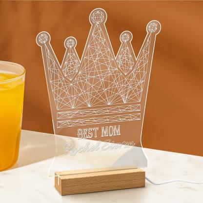 Personalized Queen Crown LED Night Light – Custom Name Acrylic Lamp for Mom, Best Mother’s Day Gift, Decorative Bedroom Light
