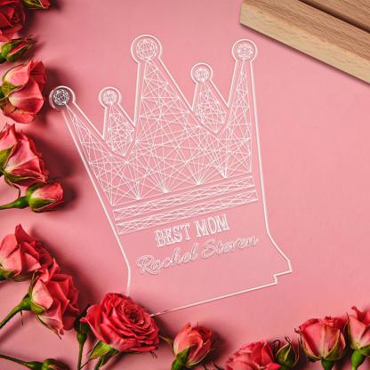 Personalized Queen Crown LED Night Light – Custom Name Acrylic Lamp for Mom, Best Mother’s Day Gift, Decorative Bedroom Light