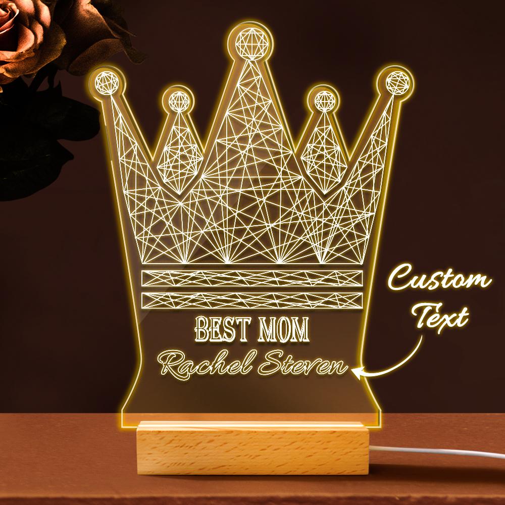 Personalized Queen Crown LED Night Light – Custom Name Acrylic Lamp for Mom, Best Mother’s Day Gift, Decorative Bedroom Light