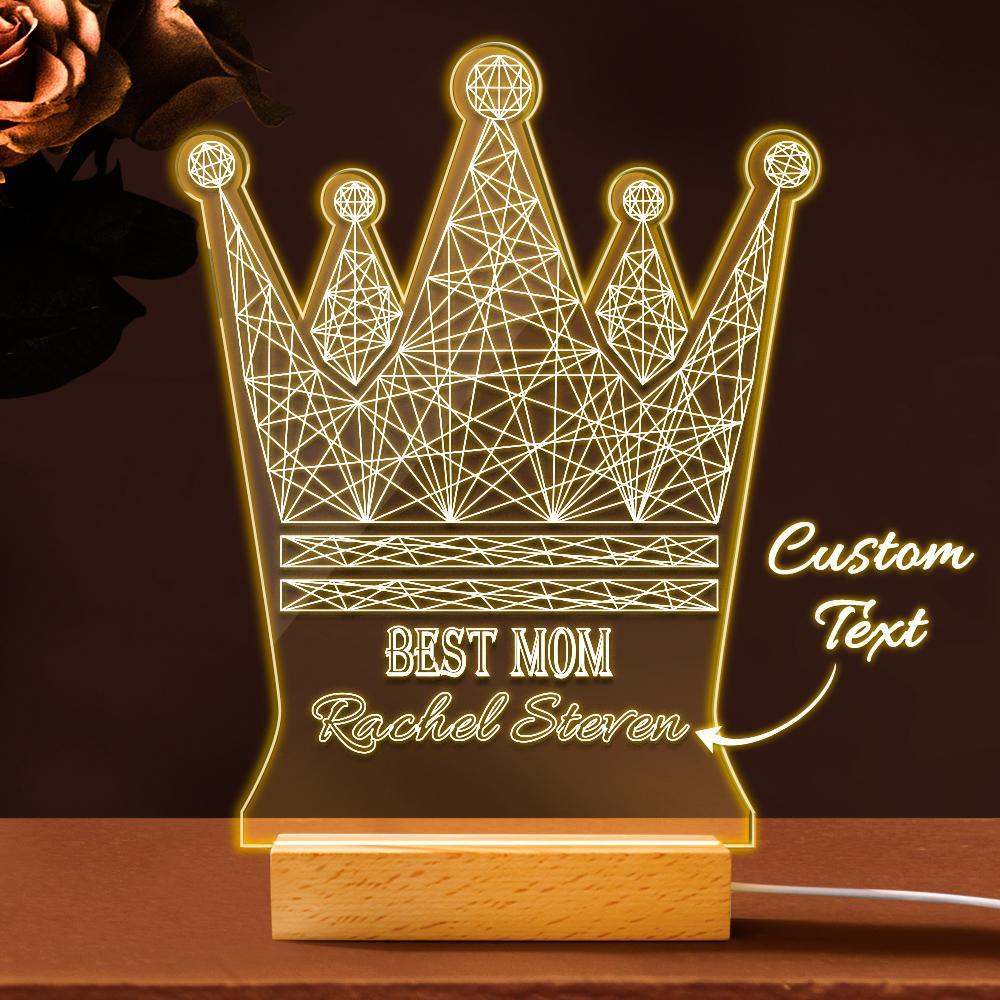 Personalized Queen Crown LED Night Light – Custom Name Acrylic Lamp for Mom, Best Mother’s Day Gift, Decorative Bedroom Light