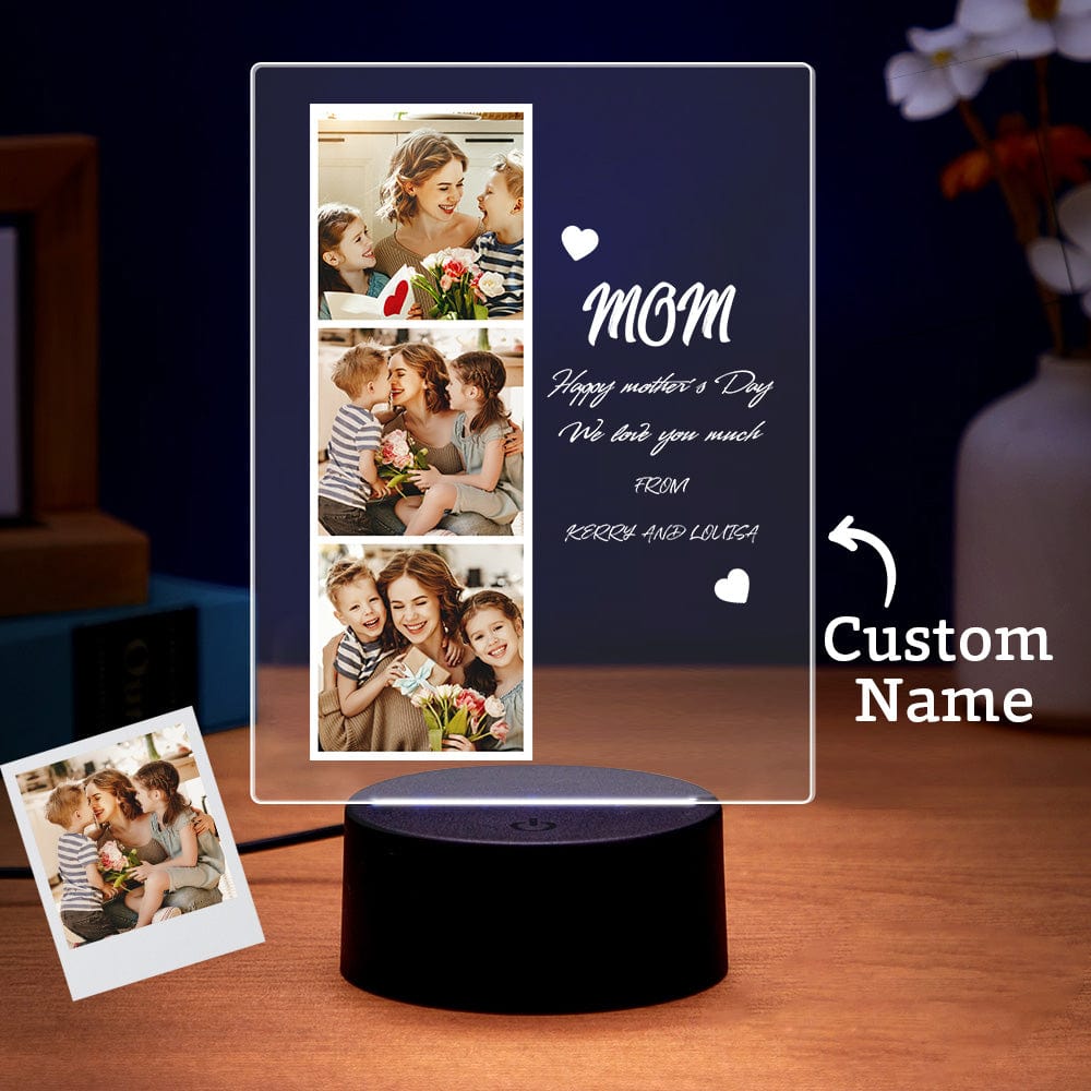 Personalized Photo Night Light for Mom – Custom Picture & Name LED Lamp, Emotional Mother’s Day Gift, Bedroom Decor Light