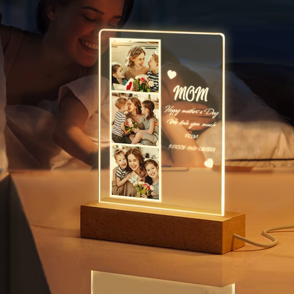 Personalized Photo Night Light for Mom – Custom Picture & Name LED Lamp, Emotional Mother’s Day Gift, Bedroom Decor Light